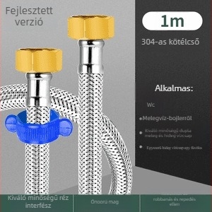 Innovator 304 rozsdamentes acél fonott cső - robbanásbiztos, nagy nyomású vízellátó tömlő bojlerhez és WC-hez, dupla acél végződéssel, modern minimalista stílus