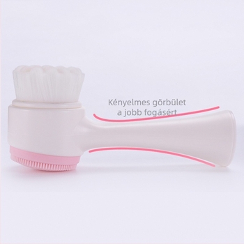 Puha sörtéjű szilikon kettős oldalú arctisztító kefe — álló, kézi használatra