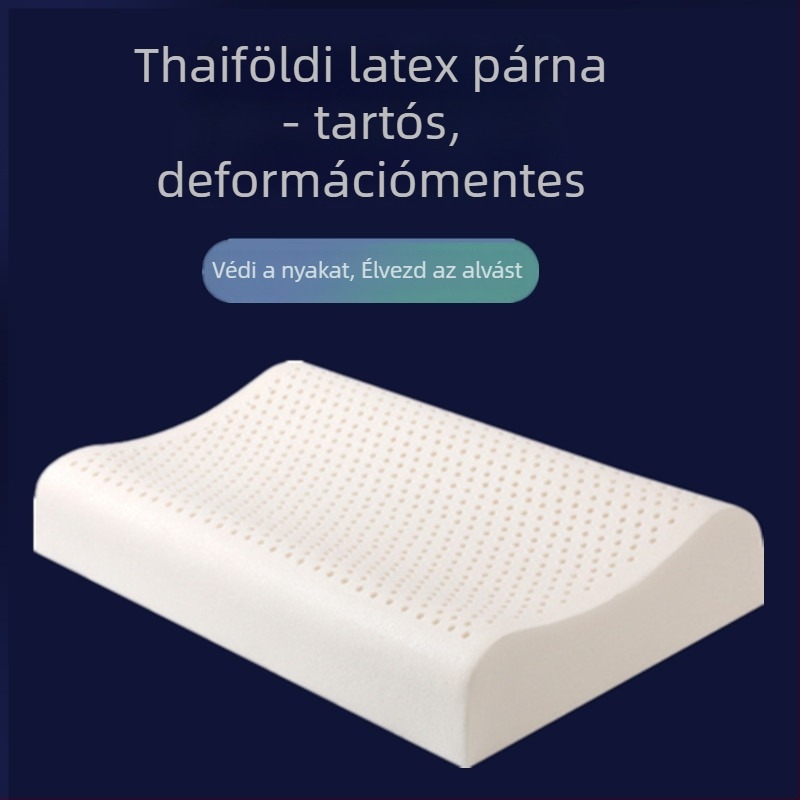 Latex párna, görbe formájú, súly 1,0–1,5 kg, anyag: mesterséges latex, huzat: kötött anyag