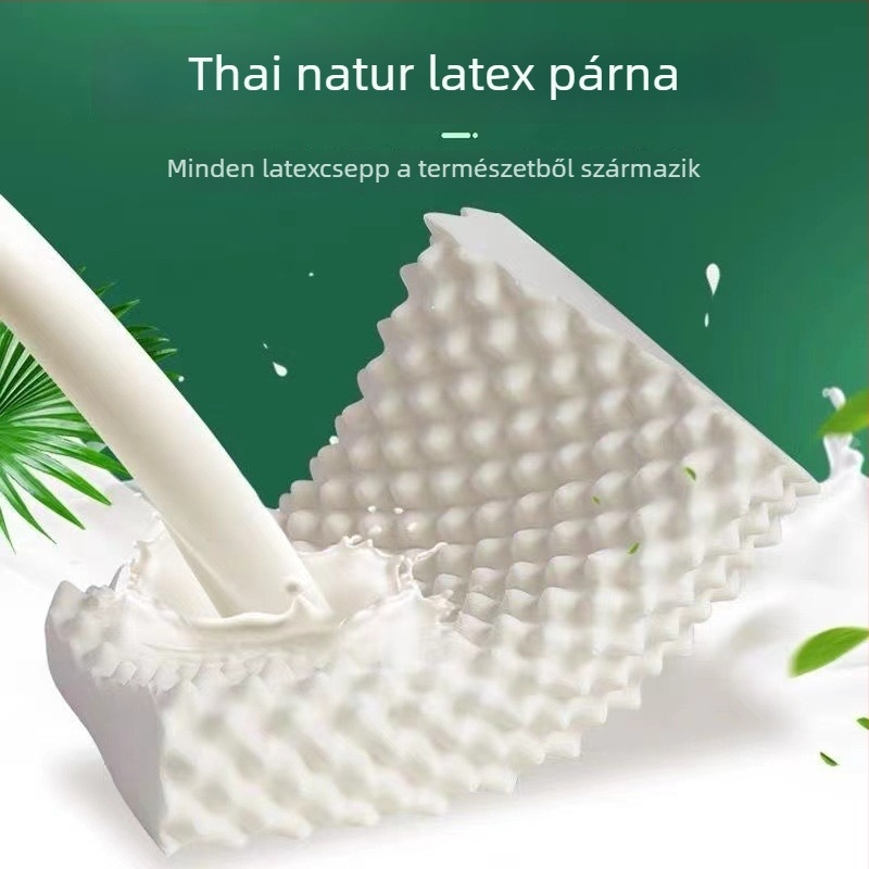 Latex párna, görbe formájú, súly 1,0–1,5 kg, anyag: mesterséges latex, huzat: kötött anyag