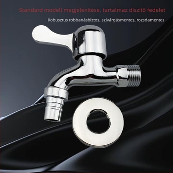 Mosógép csaptelep, cinkötvözet, csak hideg víz, gyorsnyitó mechanizmus, 15 mm be-/kimeneti átmérő