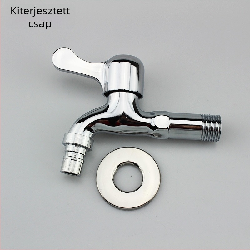 Mosógép csaptelep, cinkötvözet, csak hideg víz, gyorsnyitó mechanizmus, 15 mm be-/kimeneti átmérő