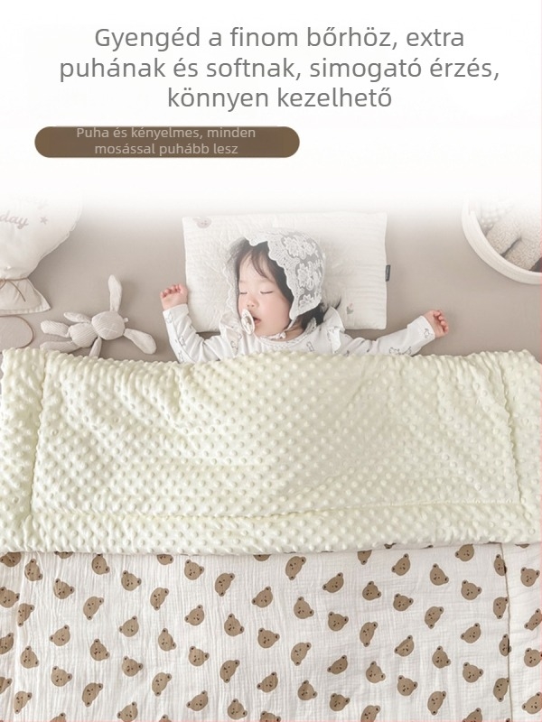Gyerekeknek készült pamut jacquard pléd – rajzfilm mintával, 1–3 éveseknek, ősz