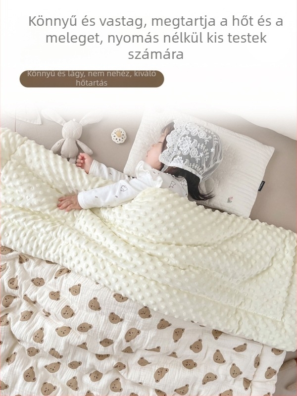 Gyerekeknek készült pamut jacquard pléd – rajzfilm mintával, 1–3 éveseknek, ősz