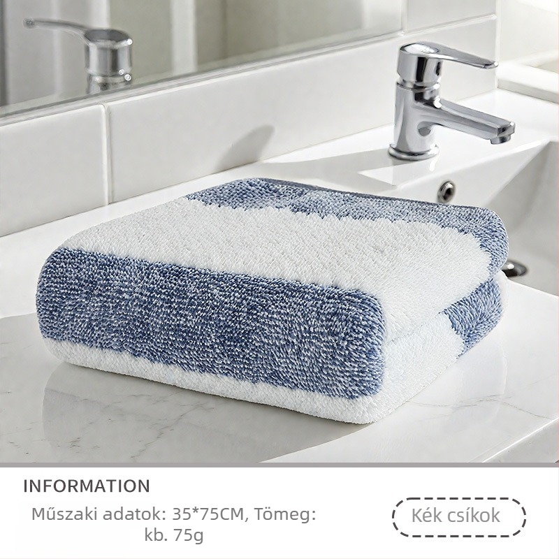 Ananászos csíkos törölköző, vastagított, nem pamut, szegéllyel, szuperfin rostból, 150D, 80–100 g, arc- és hajszárító törölköző