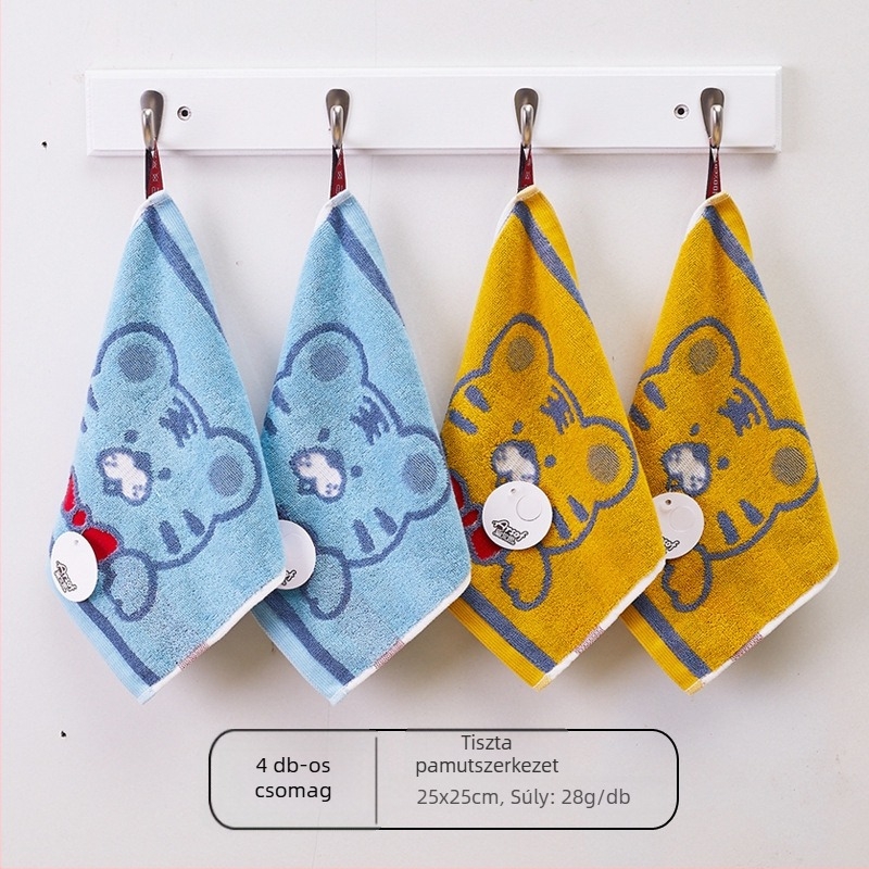 Gyerekeknek szóló négyzet alakú pamut arc-törölköző, puha és nedvszívó, 28 g, 32 szál, logóval testreszabható.