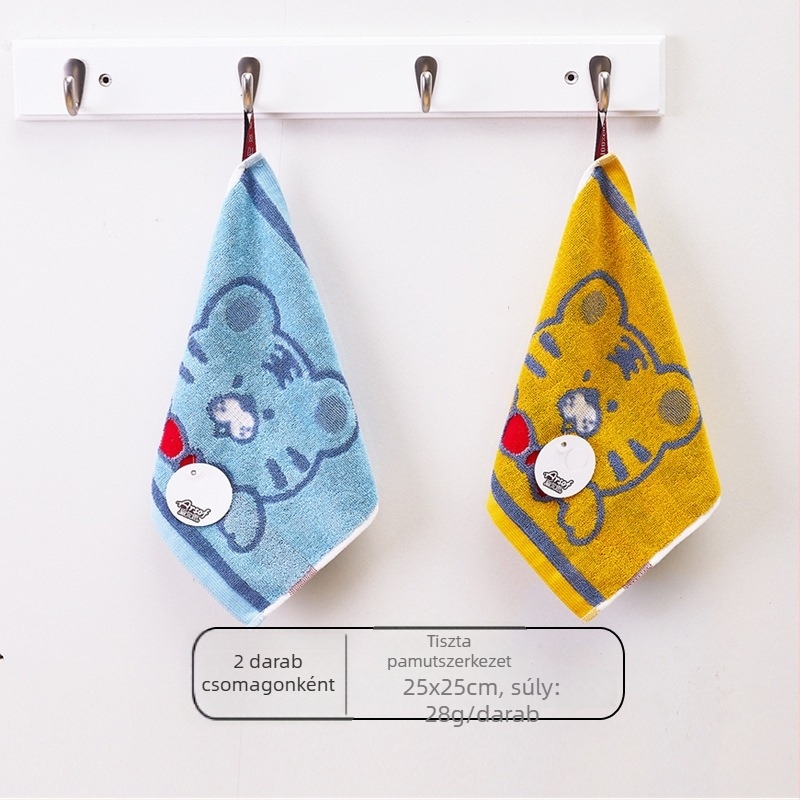 Gyerekeknek szóló négyzet alakú pamut arc-törölköző, puha és nedvszívó, 28 g, 32 szál, logóval testreszabható.