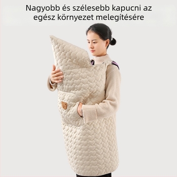 Babakocsis takaró kapucnival és hátsó övvel, téli vastag pléd, poliészter