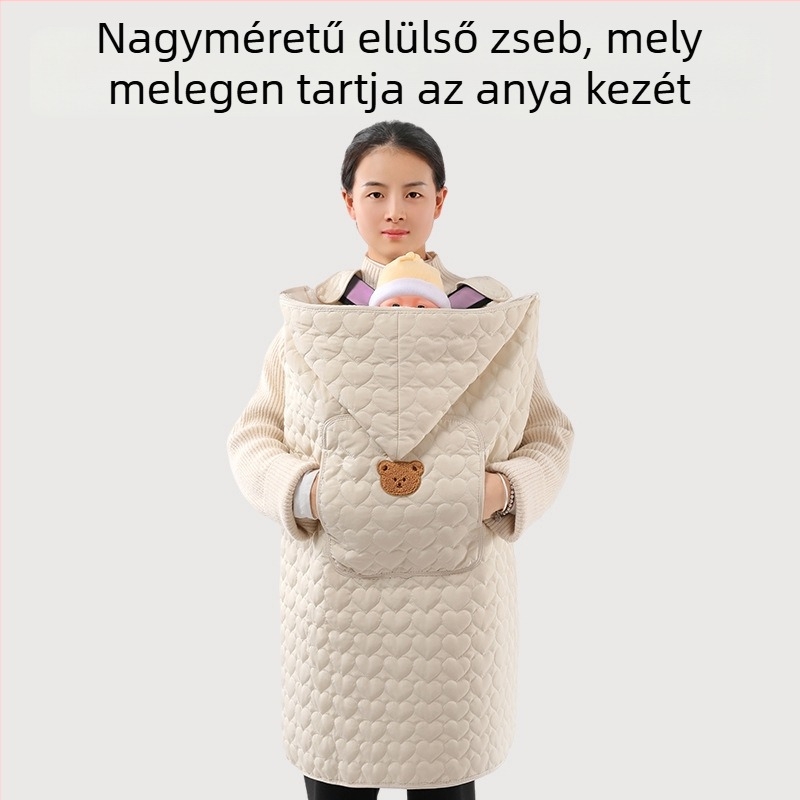 Babakocsis takaró kapucnival és hátsó övvel, téli vastag pléd, poliészter