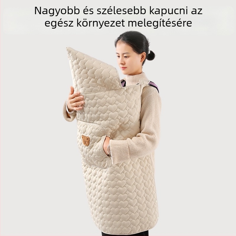Babakocsis takaró kapucnival és hátsó övvel, téli vastag pléd, poliészter