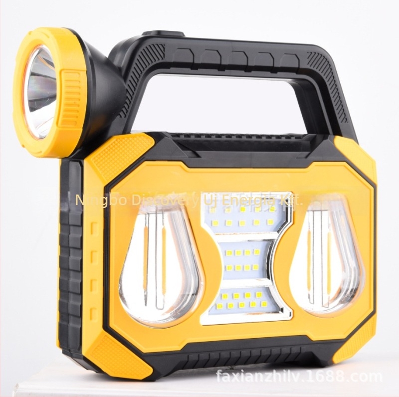 Napelemes, újratölthető kézi munkalámpa COB LED-del, 10W, 1800mAh, kézi nyomásos energia-generálás