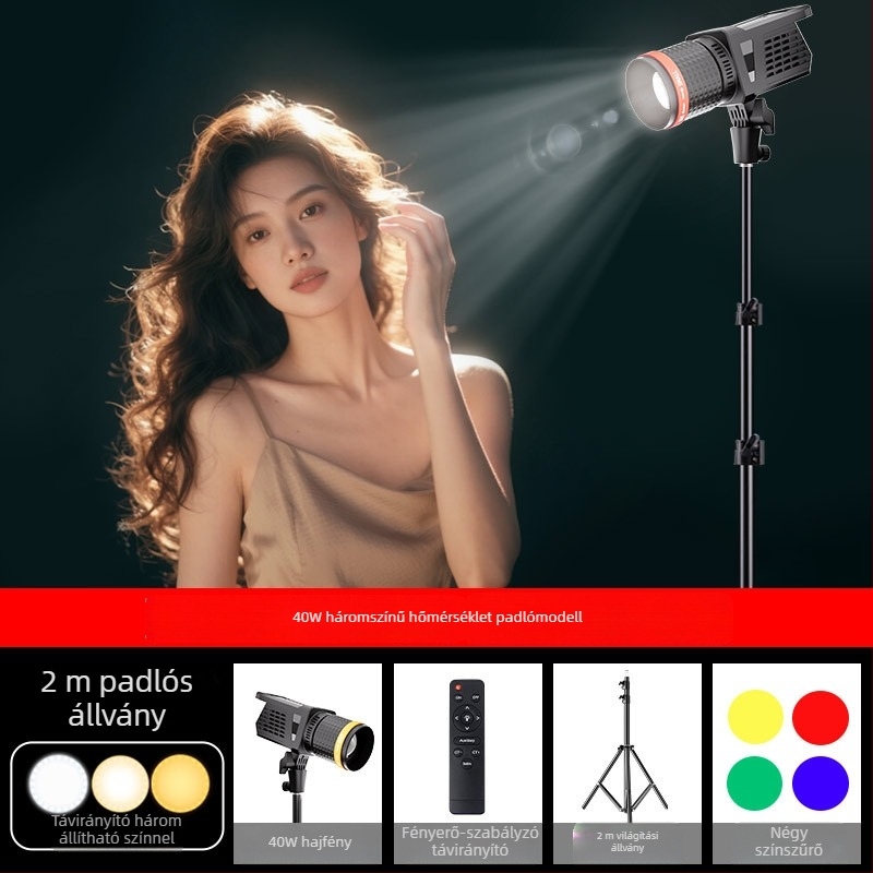 LED töltőfény élő közvetítéshez - 40W, háromszínű fényhőmérséklet, álló kivitel, 220V, LATZZ