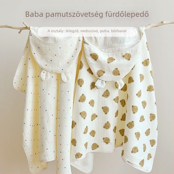 Kapucnis baba fürdőtörölköző – 100% pamut, 200–300 g, 0–3 éveseknek, minden évszakra