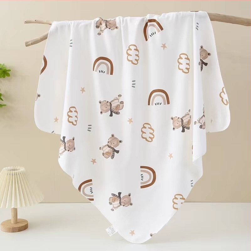 Longli újszülött swaddle kendő — 100% pamut, mesefigura minta, egész éves használatra