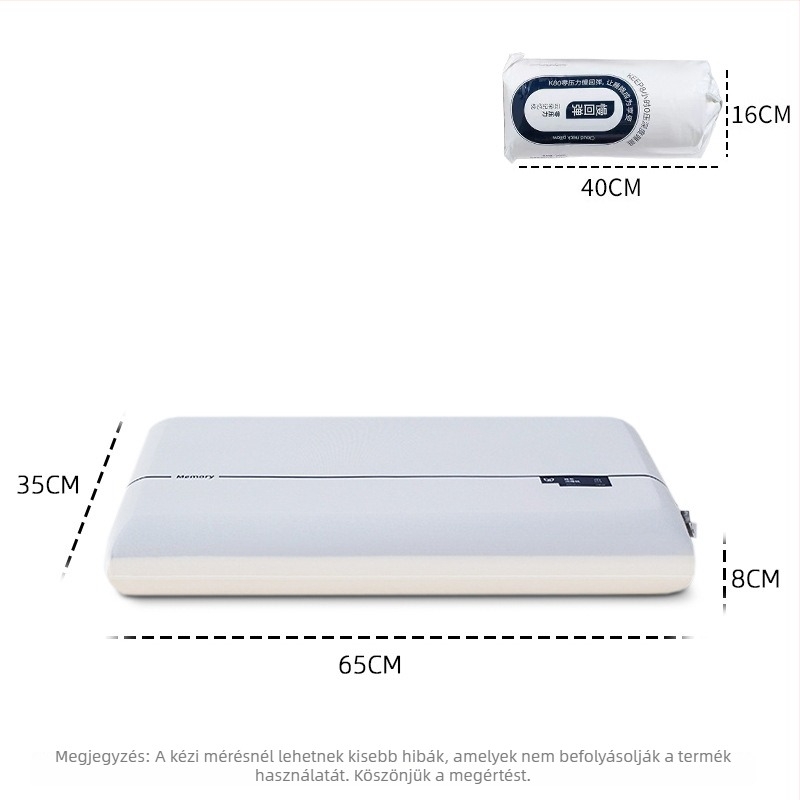 Memóriahabos párna – hotelszoba stílus, téglalap alakú, Ice Silk anyag, közepes támasz, 3D vágás