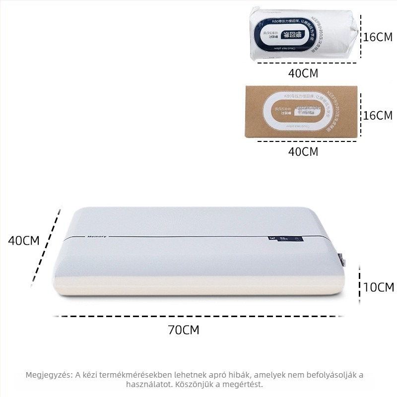 Memóriahabos párna – hotelszoba stílus, téglalap alakú, Ice Silk anyag, közepes támasz, 3D vágás