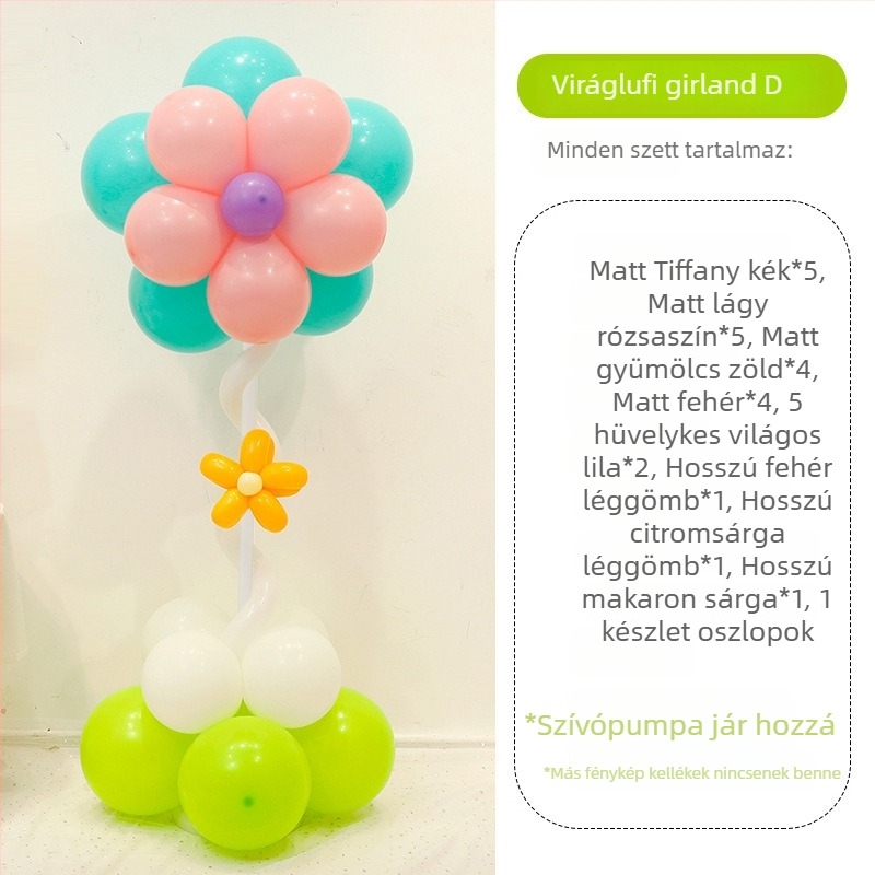 Virágos lufi oszlop dekoráció – latexből készült kerek lufik, dekoratív lufik, iskolai és óvodai rendezvényekhez
