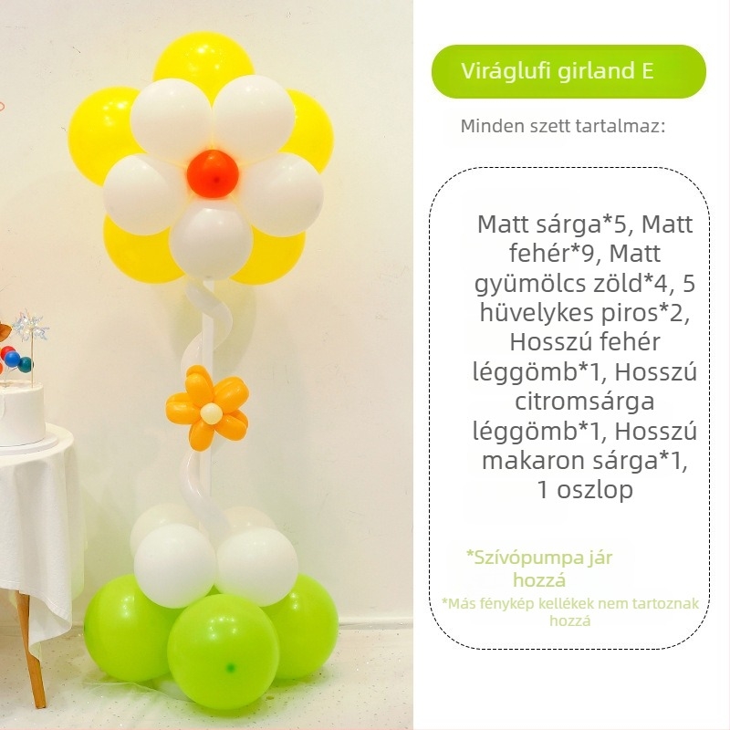 Virágos lufi oszlop dekoráció – latexből készült kerek lufik, dekoratív lufik, iskolai és óvodai rendezvényekhez