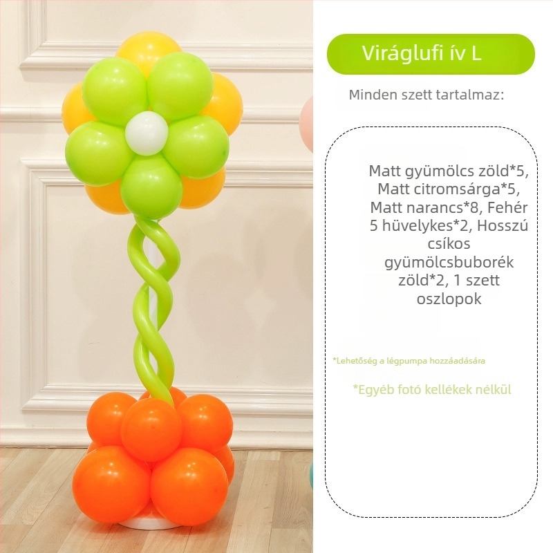 Virágos lufi oszlop dekoráció – latexből készült kerek lufik, dekoratív lufik, iskolai és óvodai rendezvényekhez