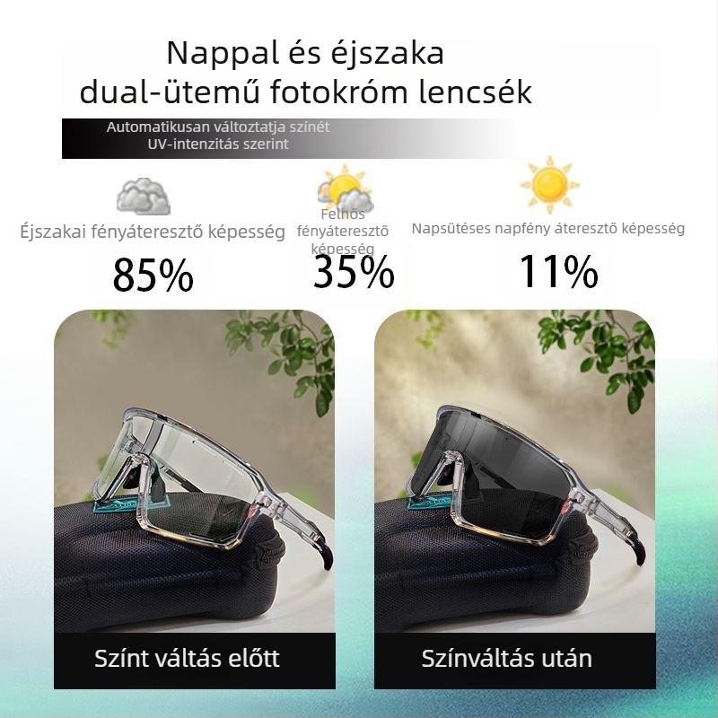 Polarizált kerékpáros szemüveg cserélhető lencsékkel, készen a szemüveg-korrecióra, állítható arnyi, kompatibil fejpánttal