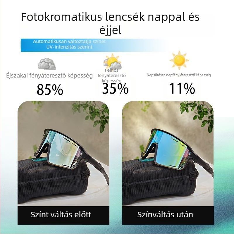 Polarizált kerékpáros szemüveg cserélhető lencsékkel, készen a szemüveg-korrecióra, állítható arnyi, kompatibil fejpánttal