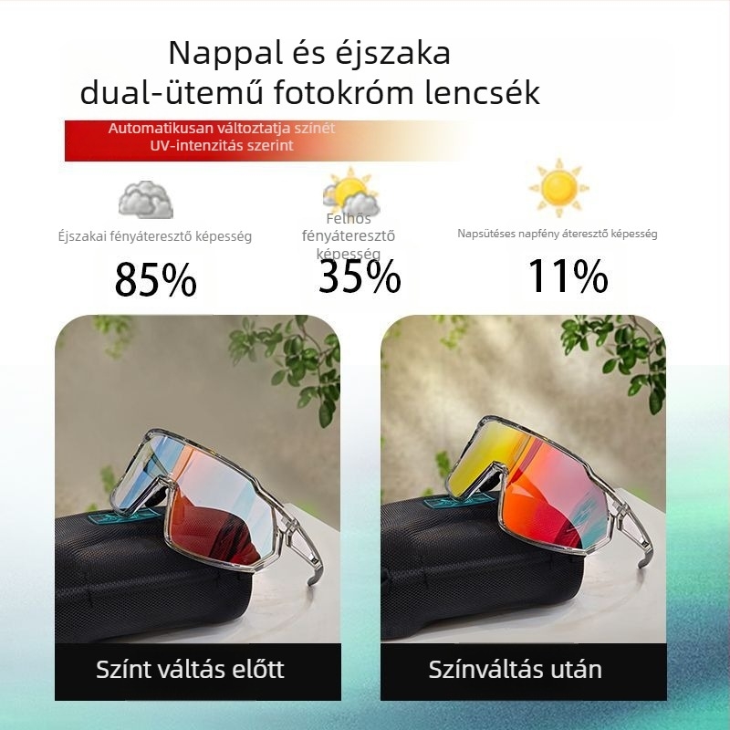 Polarizált kerékpáros szemüveg cserélhető lencsékkel, készen a szemüveg-korrecióra, állítható arnyi, kompatibil fejpánttal