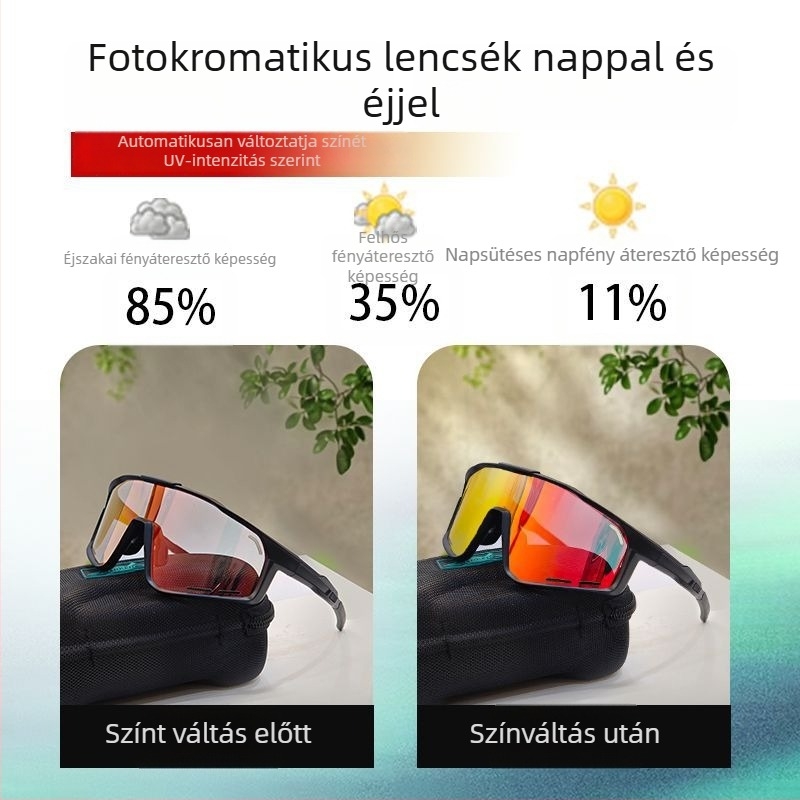 Polarizált kerékpáros szemüveg cserélhető lencsékkel, készen a szemüveg-korrecióra, állítható arnyi, kompatibil fejpánttal