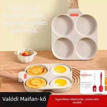 Négylyukas tojásburger serpenyő – tapadásmentes, alumínium ötvözet, otthoni használatra, palacsinta- és reggelis serpenyő, kompatibil általános tűzhellyel