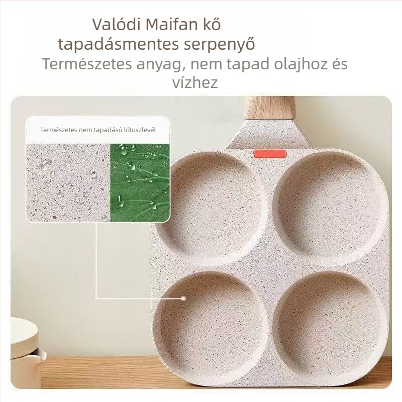 Négylyukas tojásburger serpenyő – tapadásmentes, alumínium ötvözet, otthoni használatra, palacsinta- és reggelis serpenyő, kompatibil általános tűzhellyel
