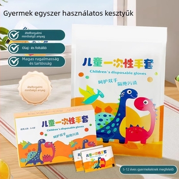 Gyerekeknek szóló egyszer használatos kesztyűk élelmiszer-feldolgozáshoz, PE anyagú, egyedi csomagolású, Anyou Shield márka, típus: egyszer használatos