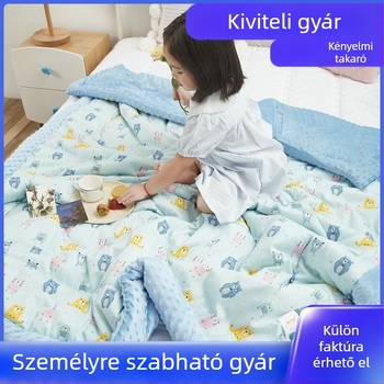 Baba quilt selyemrost töltettel, 100% pamut huzat, rajzfilmszerű stílus, 2-3 éveseknek, tavasz–ősz