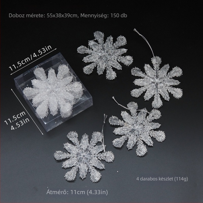 25 darab átlátszó akril hópelyhek függő díszek karácsonyi és esküvői dekorációkhoz, lógató kiegészítők