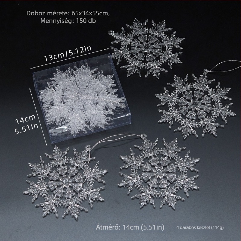 25 darab átlátszó akril hópelyhek függő díszek karácsonyi és esküvői dekorációkhoz, lógató kiegészítők