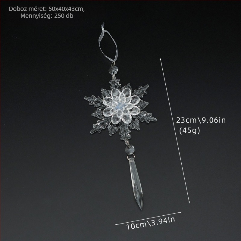 25 darab átlátszó akril hópelyhek függő díszek karácsonyi és esküvői dekorációkhoz, lógató kiegészítők