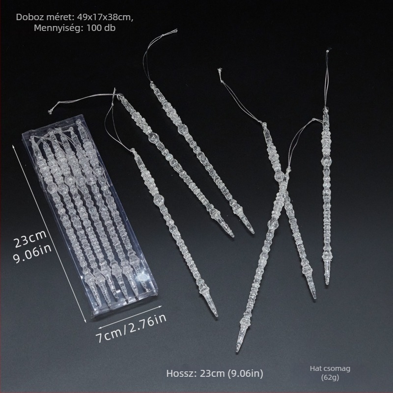 25 darab átlátszó akril hópelyhek függő díszek karácsonyi és esküvői dekorációkhoz, lógató kiegészítők