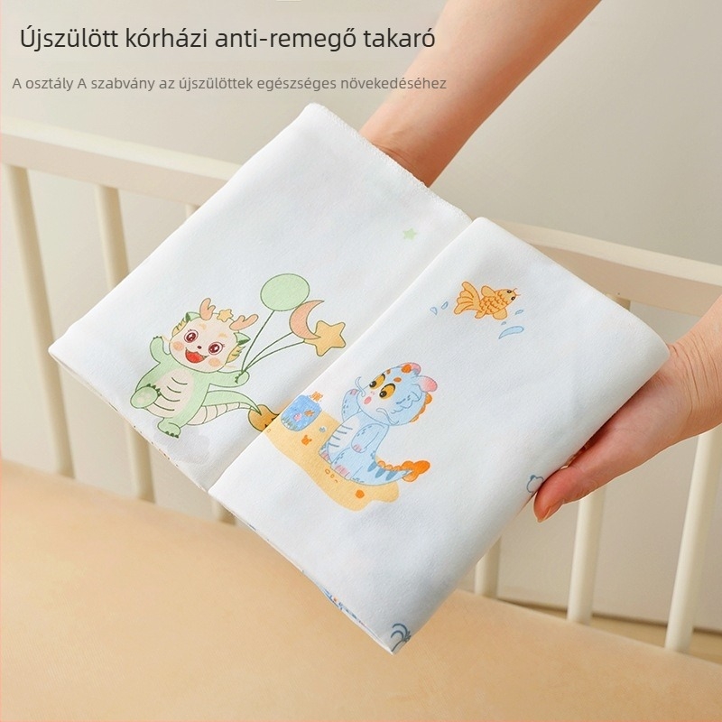 100% pamutból készült újszülött köré tekerhető kendő — könnyű, állatmintás, nyár/ tavaszhoz, megfelelő újszülöttek 0–1 éves korig, Biztonság: Osztály A