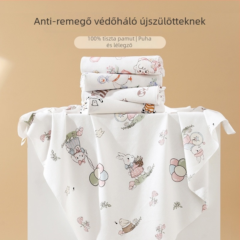 100% pamutból készült újszülött köré tekerhető kendő — könnyű, állatmintás, nyár/ tavaszhoz, megfelelő újszülöttek 0–1 éves korig, Biztonság: Osztály A