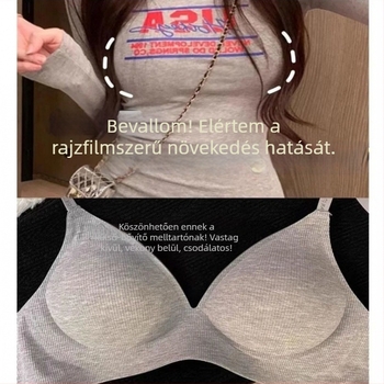 Japán stílusú párnázott, vezeték nélküli sportmelltartó pamutból, háromszög kosarakkal, zárás nélkül