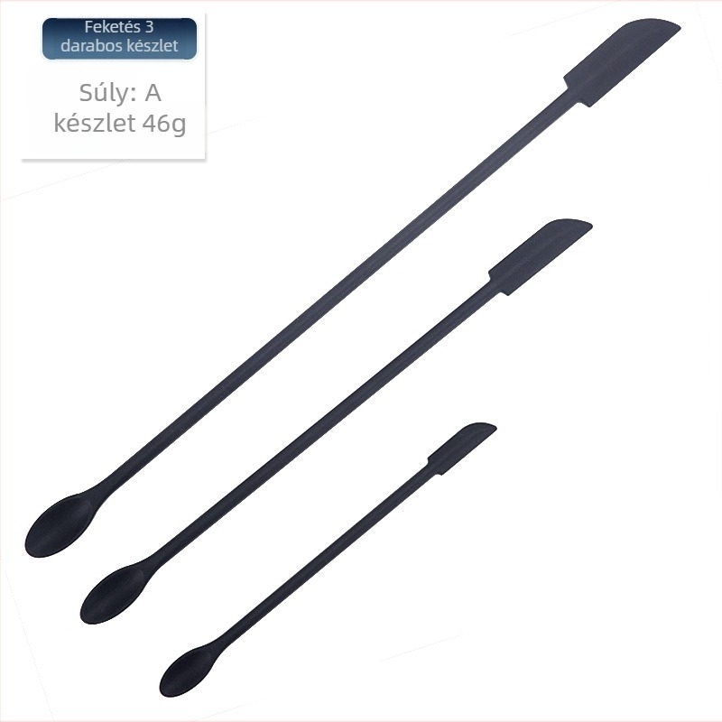 Mini szilikon spatula készlet sütéshez éles hegyű, tartalmaz kozmetikai üveg spatulát és lekvárkanalat, 3 darab — szilikon, Kenna, 2018