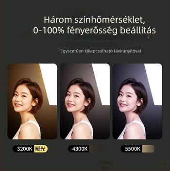Professzionális LED gomba lámpa fotózáshoz távirányítóval – dimmelhető, szabályozható színhőmérséklet és fényerő, élő közvetítéshez és fotózáshoz