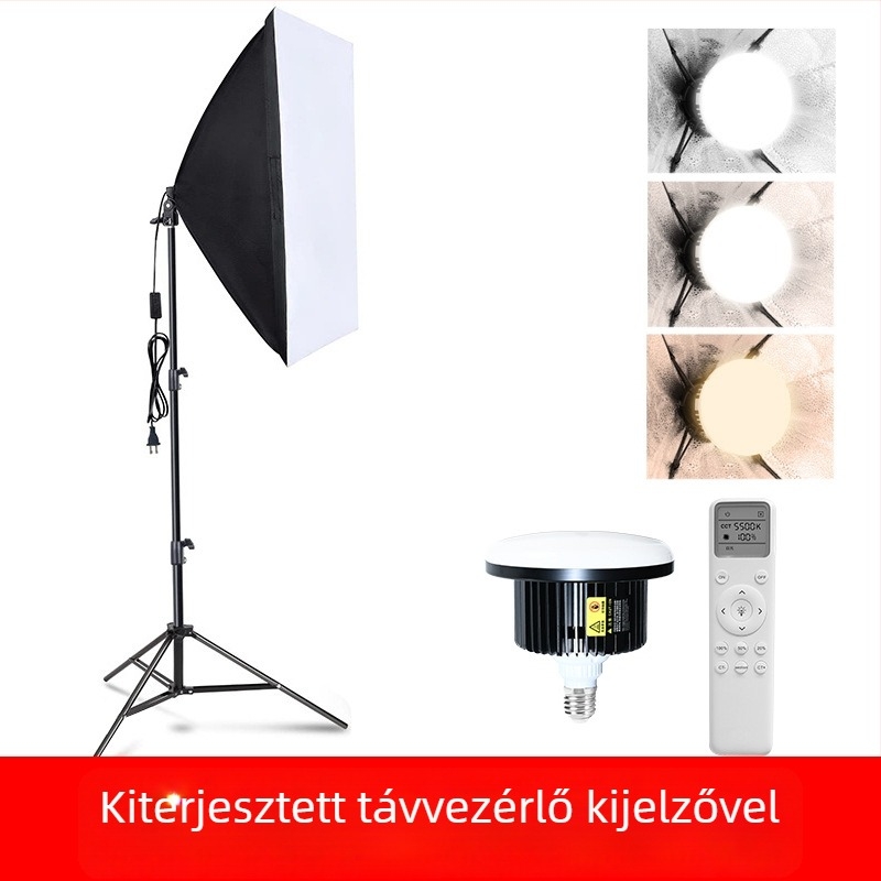 Professzionális LED gomba lámpa fotózáshoz távirányítóval – dimmelhető, szabályozható színhőmérséklet és fényerő, élő közvetítéshez és fotózáshoz