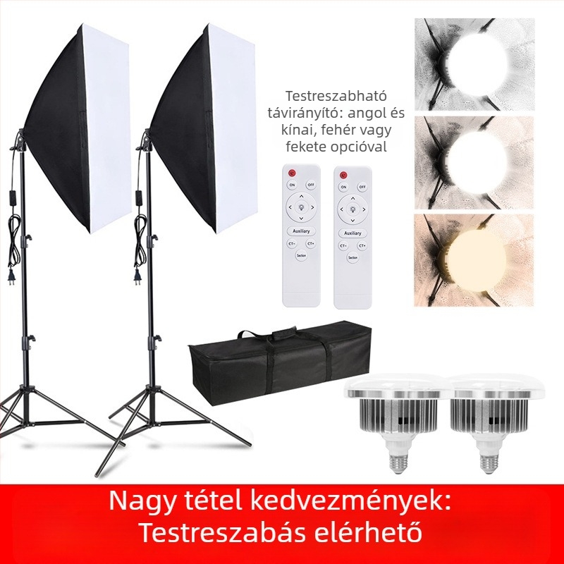 Professzionális LED gomba lámpa fotózáshoz távirányítóval – dimmelhető, szabályozható színhőmérséklet és fényerő, élő közvetítéshez és fotózáshoz