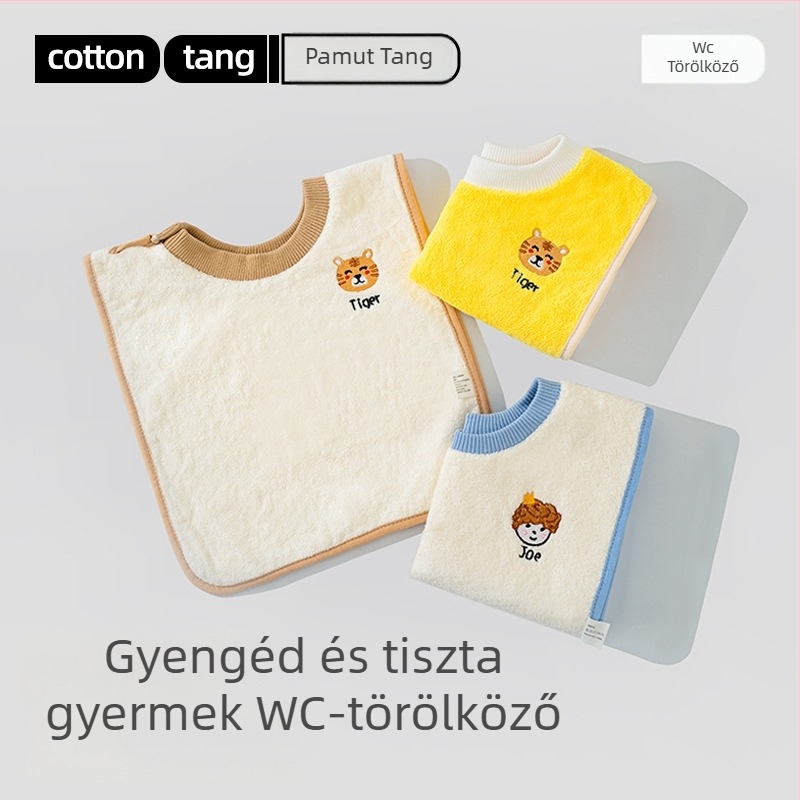 Baba nyakkendő és arcmosó kendő, Rajzfilm mintázat, vízálló és piszkálló, korall plüss, poliészter
