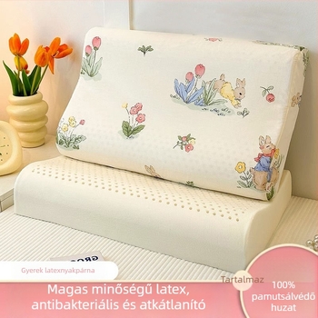 Gyerekek latex párna pamut huzattal – téglalap alakú, latex tartalom <70%, mag 100% pamut