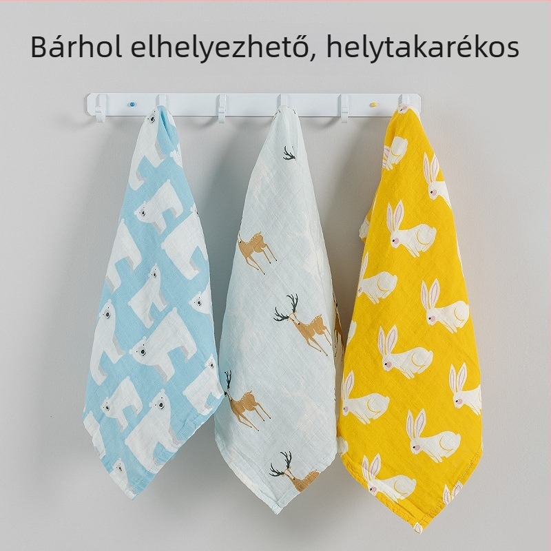 Pamut géz nyálkendő csecsemők számára – állatmintás, 0–3 év, szennyeződés elleni