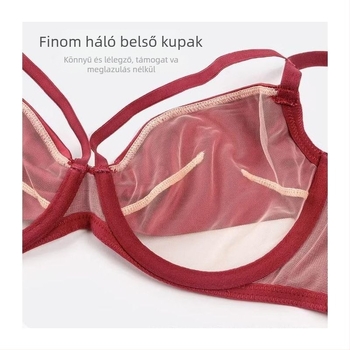 Nylon melltartó; kosár 3/4; vékony öntött kosár; rögzített dupla pántok; összesűrítő funkció