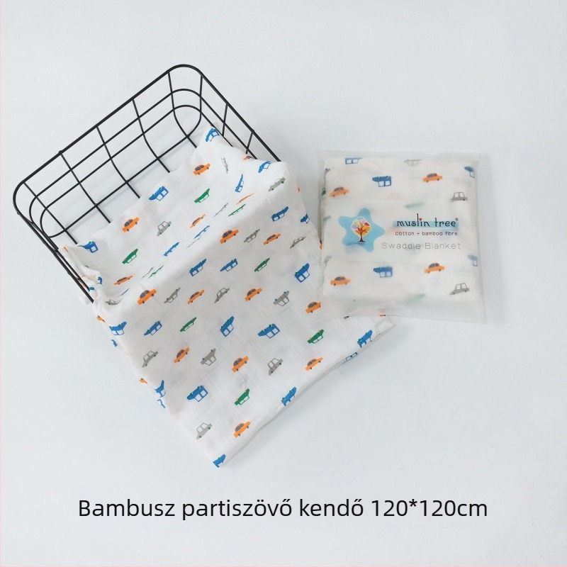 Muslintree/Cotton Tree Bambusz rost – Nyári baba SWADDLE wrap újszülötteknek, mintázat állat/mesefilm