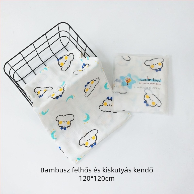 Muslintree/Cotton Tree Bambusz rost – Nyári baba SWADDLE wrap újszülötteknek, mintázat állat/mesefilm