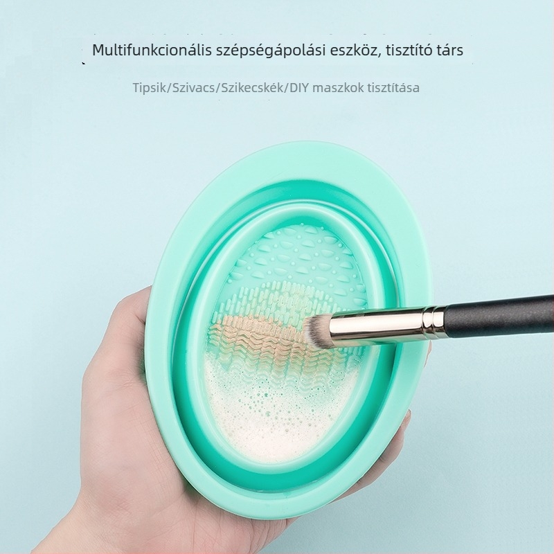 Szilikonból készült sminkecset tisztító, összecsukható tisztító tál, modell XMS01
