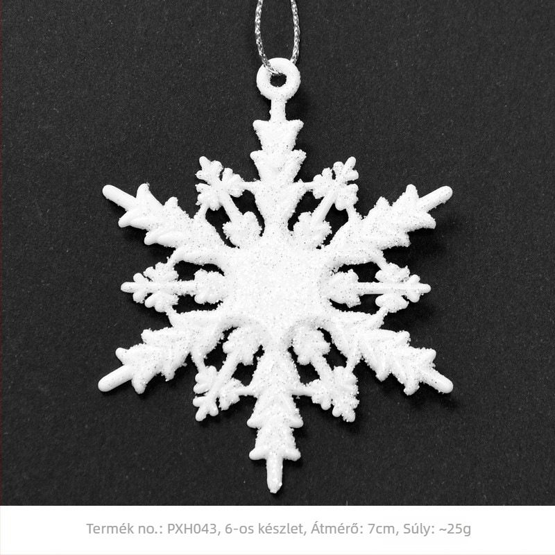 Plasztik kristály hópehely karácsonyfadíszek – csomagolás: OPP zacskó; anyag: műanyag; testreszabás: Igen; licencelt magáncímke: Igen; márka: Hong Kong Heng